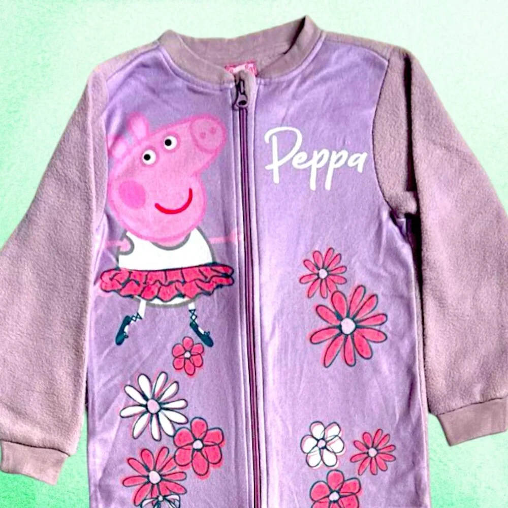 Peppa Pig Ballerina Jumpsuit Pajama – Purple Zip-Up One-Piece